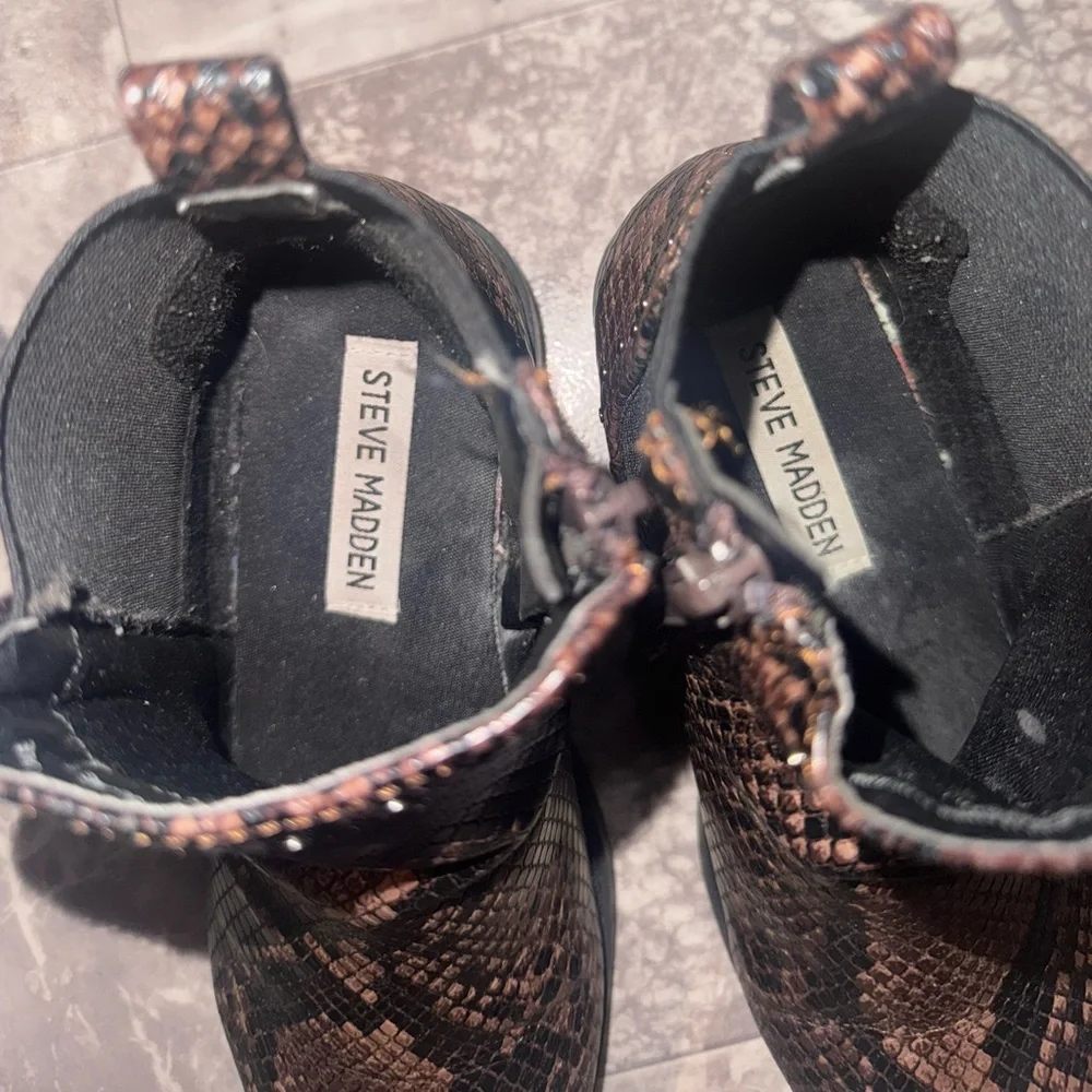 Steve Madden JCase Girls Snakeskin Chelsea Ankle Boots Brown Black Size 2